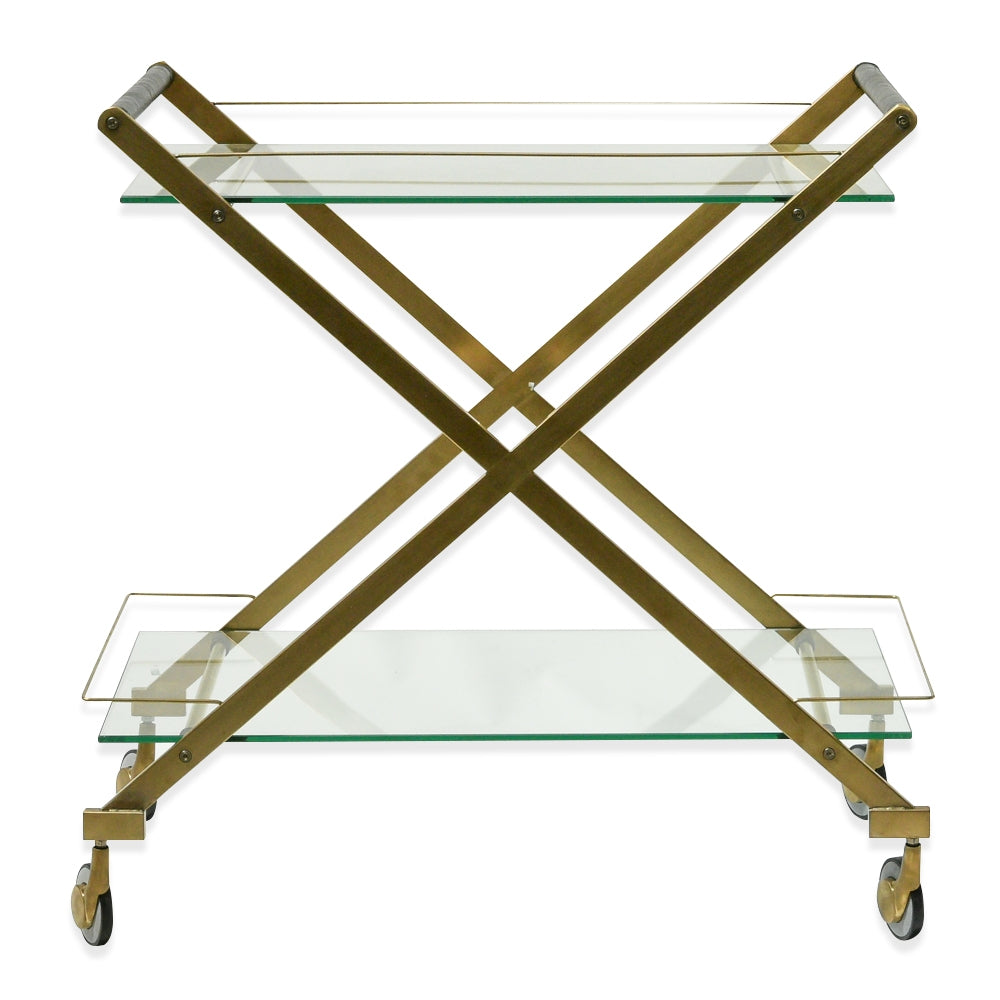 Felton Brushed Gold Glass Bar Cart