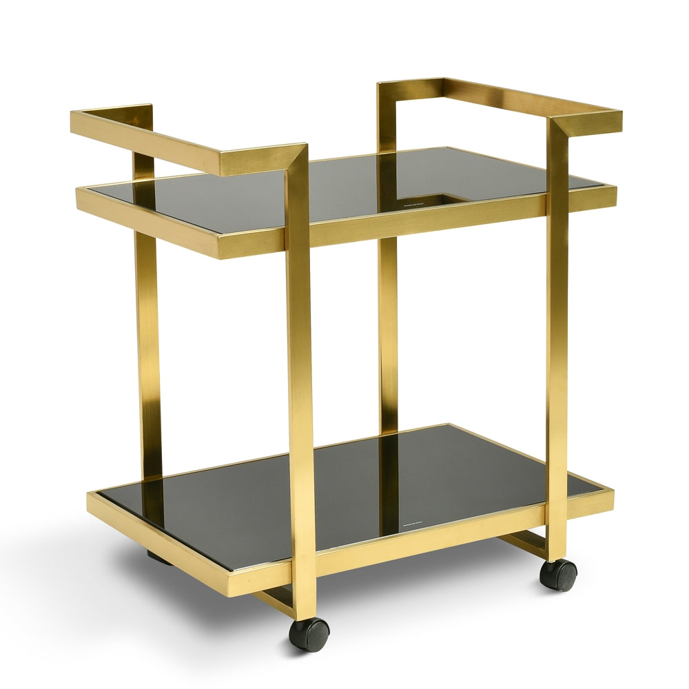 Walter Bar Cart - Tempered Glass - Gold Base