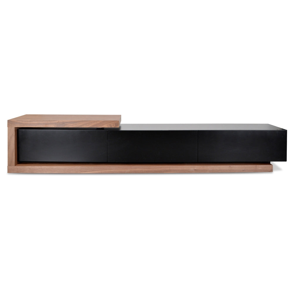 Dwell Scandinavian Lowline 2.4-3.07m TV Unit - Walnut - Black