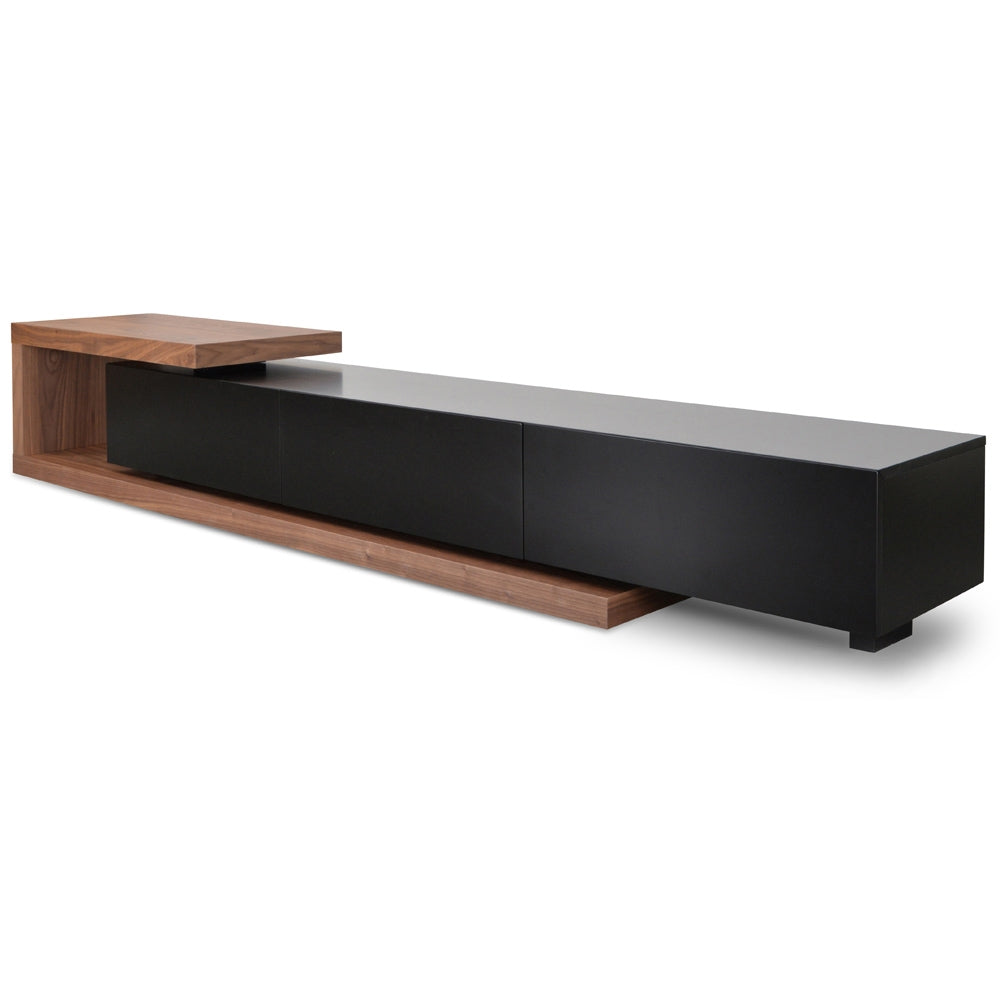 Dwell Scandinavian Lowline 2.4-3.07m TV Unit - Walnut - Black