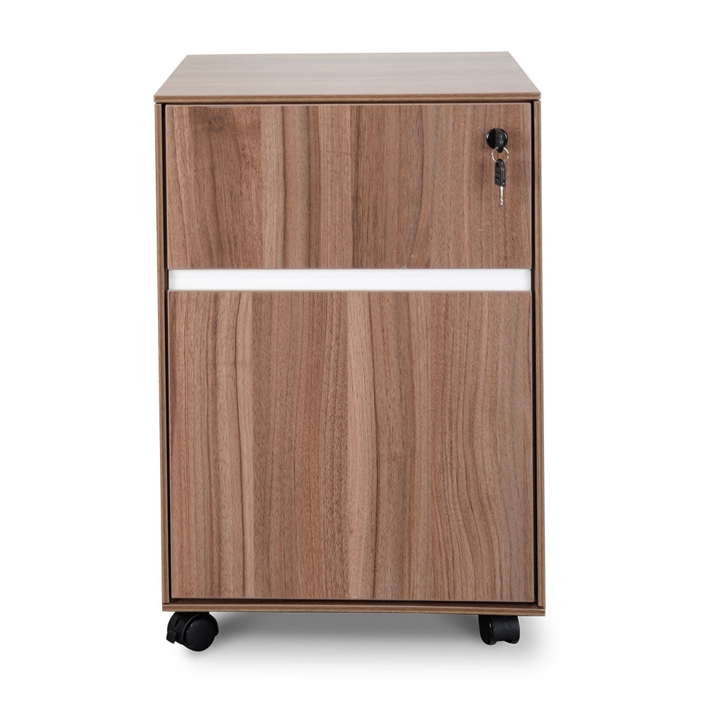 Excel 2 Drawer Mobile Pedestal - Walnut