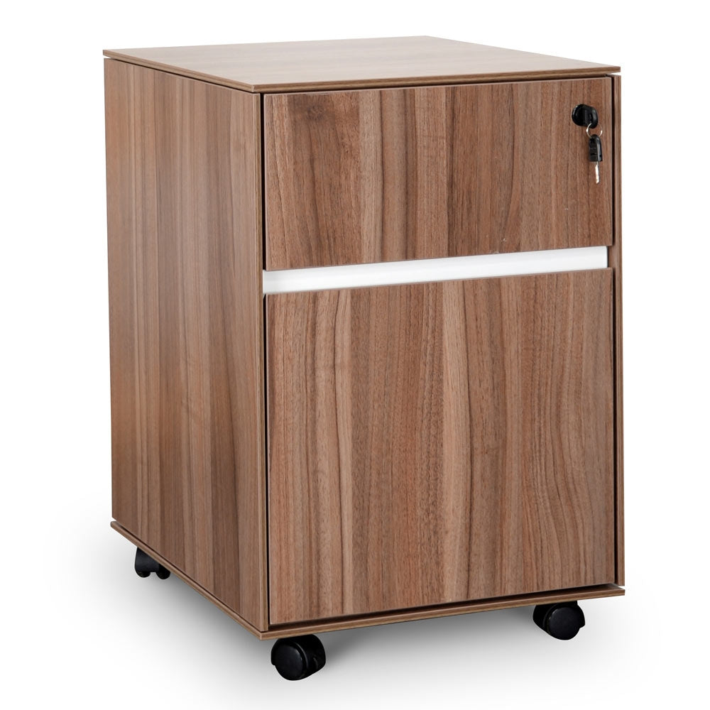 Excel 2 Drawer Mobile Pedestal - Walnut