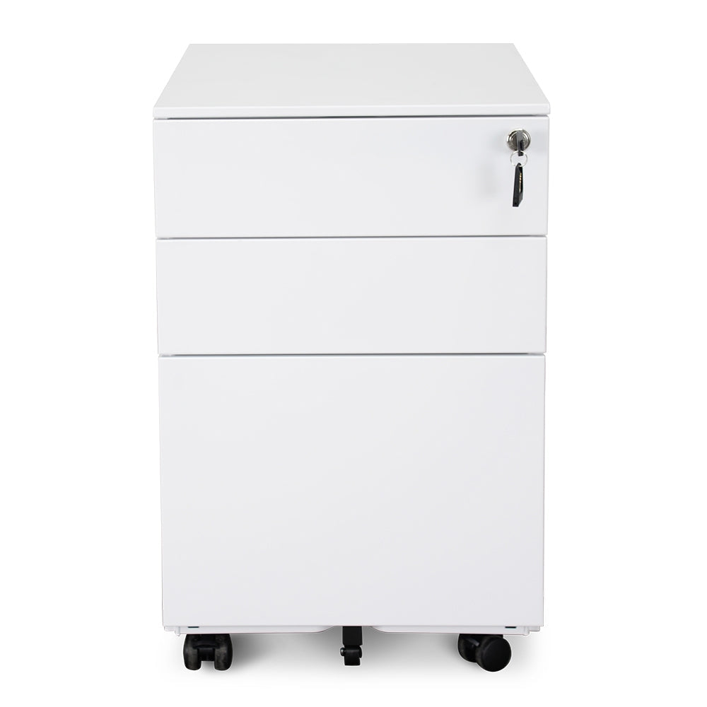 Russel 3 Drawers Mobile Pedestal - White