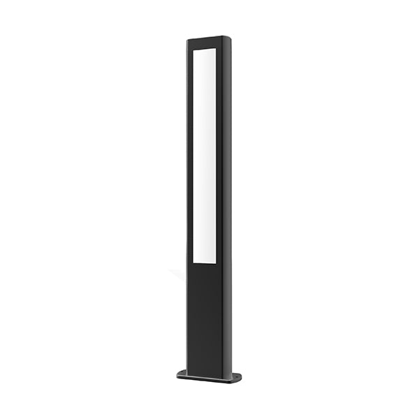 Bollard Light 12.5W Rectangular Matte Black 3000K IP54 H800mm 2 Diffuser 756LM