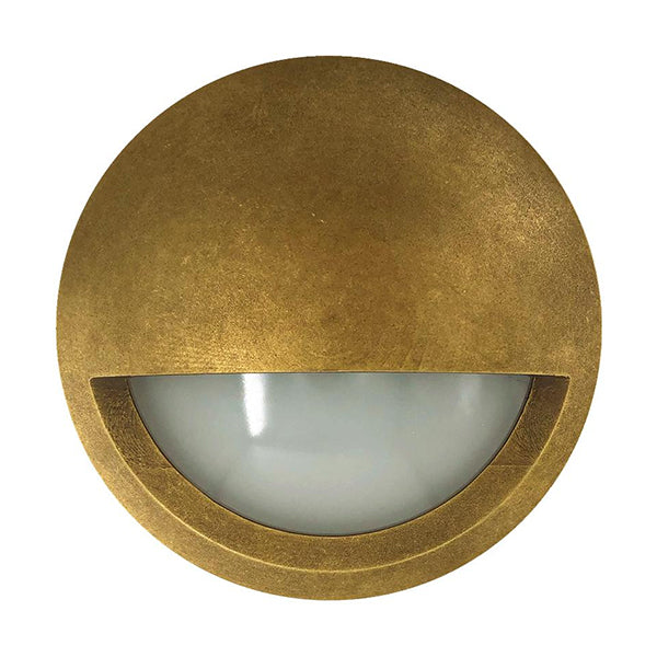 Step Light Surface Mounted 240V 6W Round Antique Brass 3000K IP65 Eyelid OD98mm 480LM