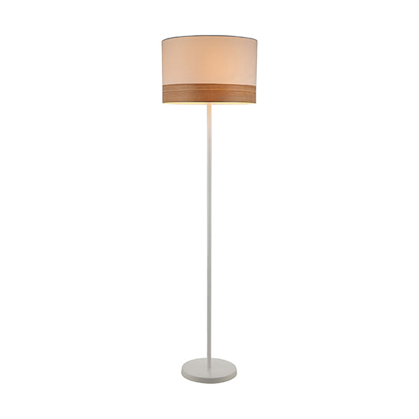 Floor Lamp ES Large White Round H1475mm with blonde wood