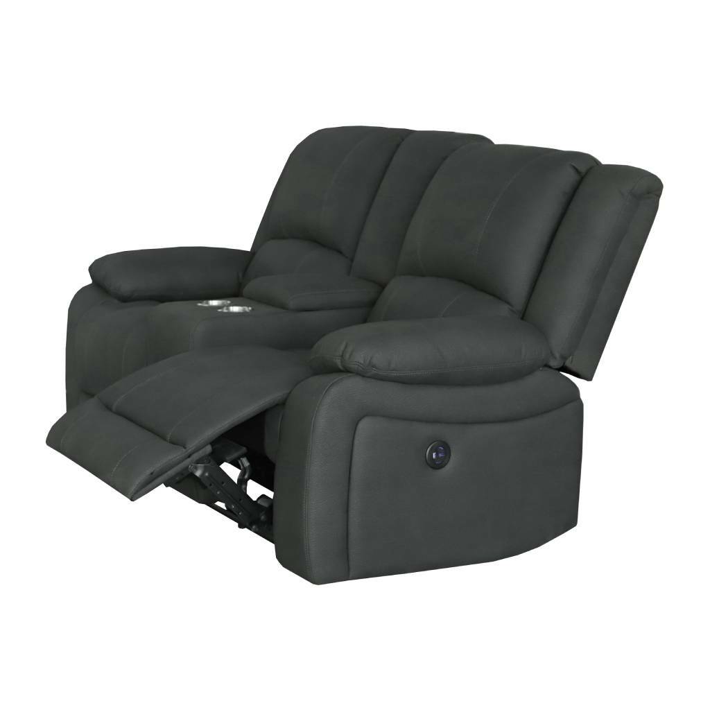 Oberon Electric 2 Seater Recliner Lounge - Jet